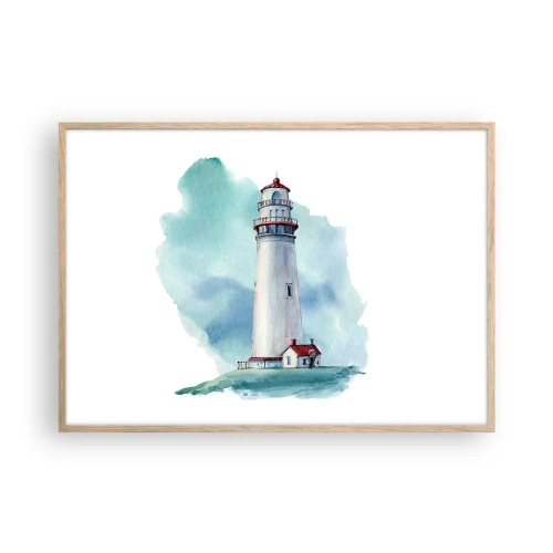 Pôster com moldura de carvalho claro - A gentil irmã do azul - 100x70 cm