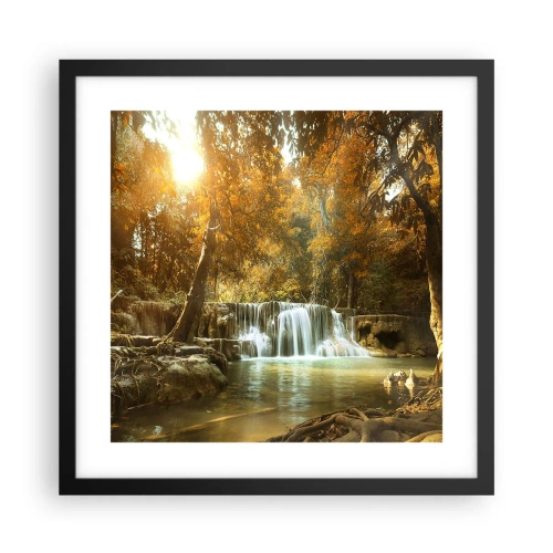 Pôster com moldura preta - A cascata do parque - 40x40 cm