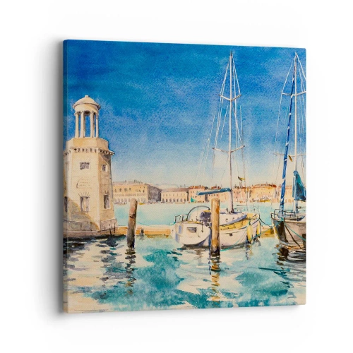 Quadro em tela - Lagoa ensolarada - 40x40 cm