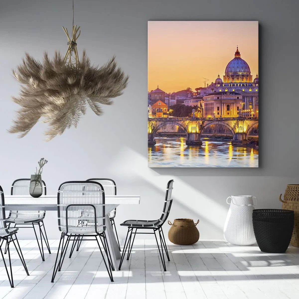 Quadro em tela - Crepúsculo sobre a Cidade Eterna - 55x100 cm