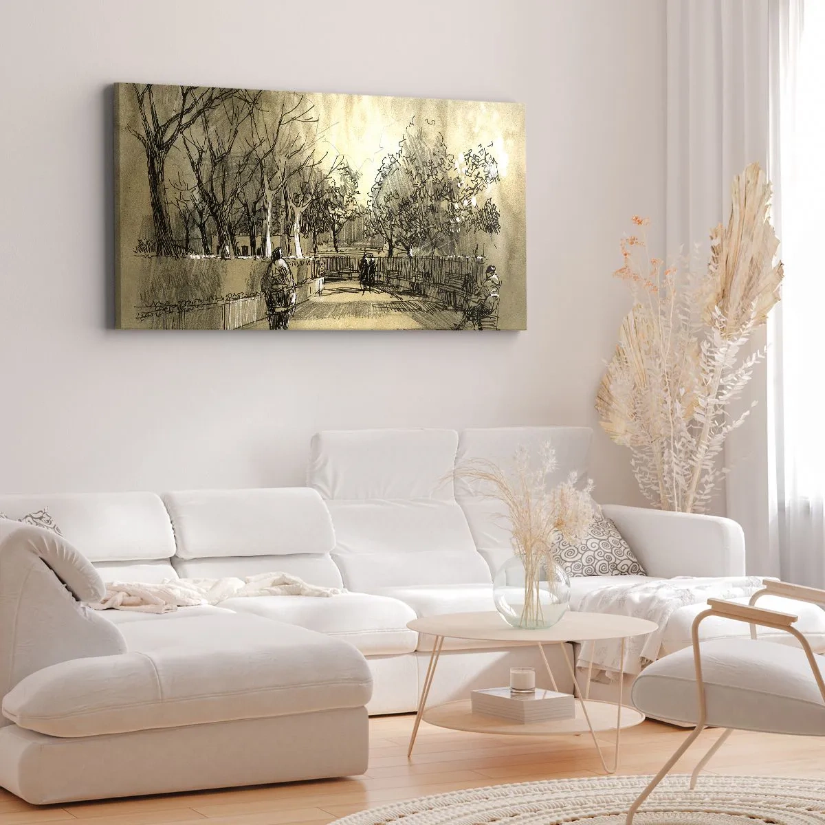 Quadro em tela - Um momento capturado por uma pena - 90x30 cm