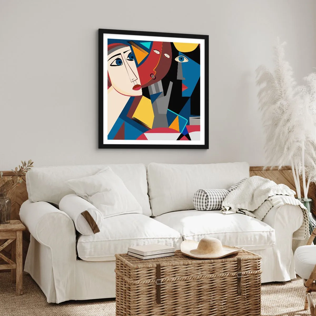 Pôster com moldura preta - Uma conversa entre cubistas - 60x60 cm