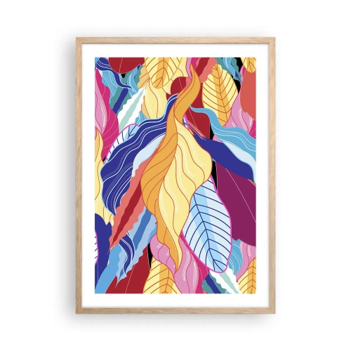 Pôster com moldura de carvalho claro - Bagunça colorida - 50x70 cm