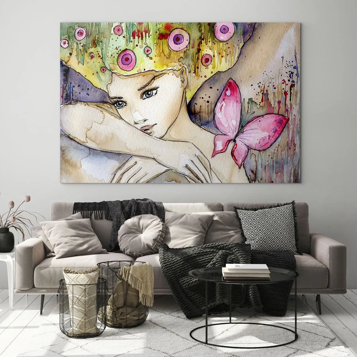 Quadro em vidro - Princesa borboleta - 100x70 cm