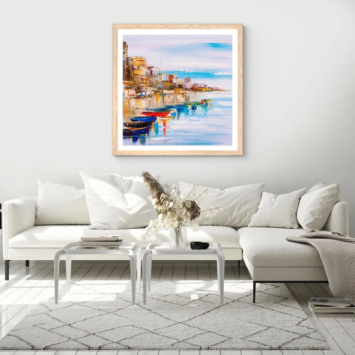 Pôster com moldura de carvalho claro - Um refúgio urbano multicolorido - 60x60 cm