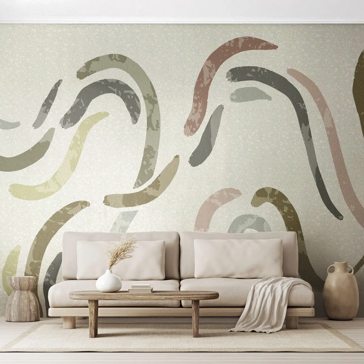 Papel de Parede Standard Eco - Uma alegre dança de abstração - Pastel, Minimalista, Brilhante - 300x210 cm