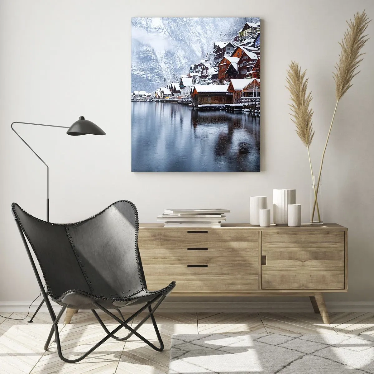 Quadro em vidro - Na decoração de inverno - 50x70 cm