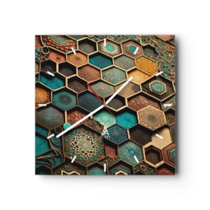 Relógio de parede - Relógio em vidro - Ornamentos árabes – variação - 30x30 cm