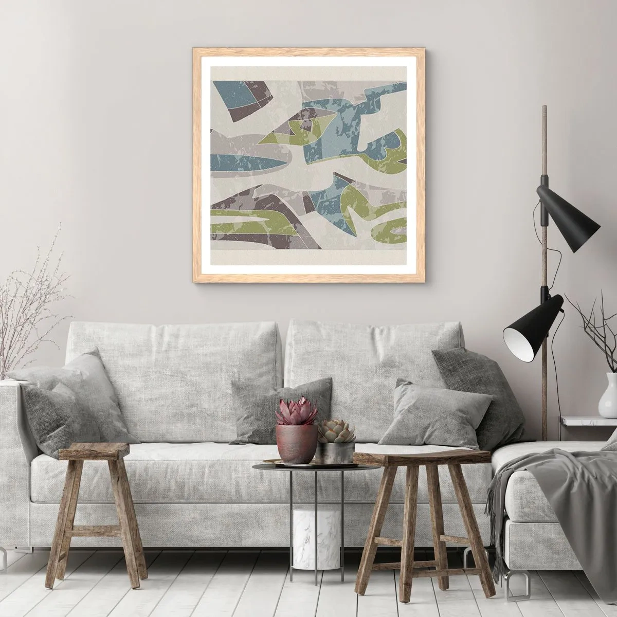 Pôster com moldura de carvalho claro - Composição atrás do vidro - 50x50 cm