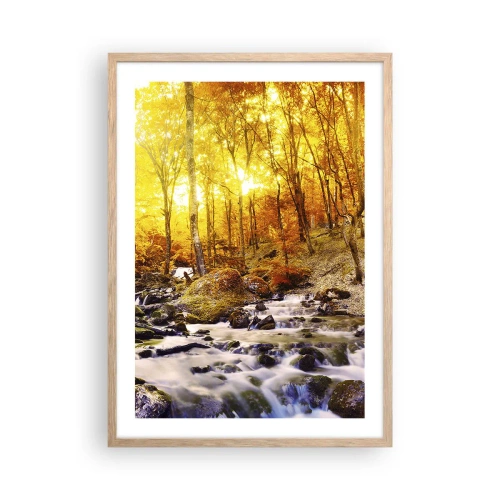 Pôster com moldura de carvalho claro - Pedras emolduradas em ouro e platina - 50x70 cm