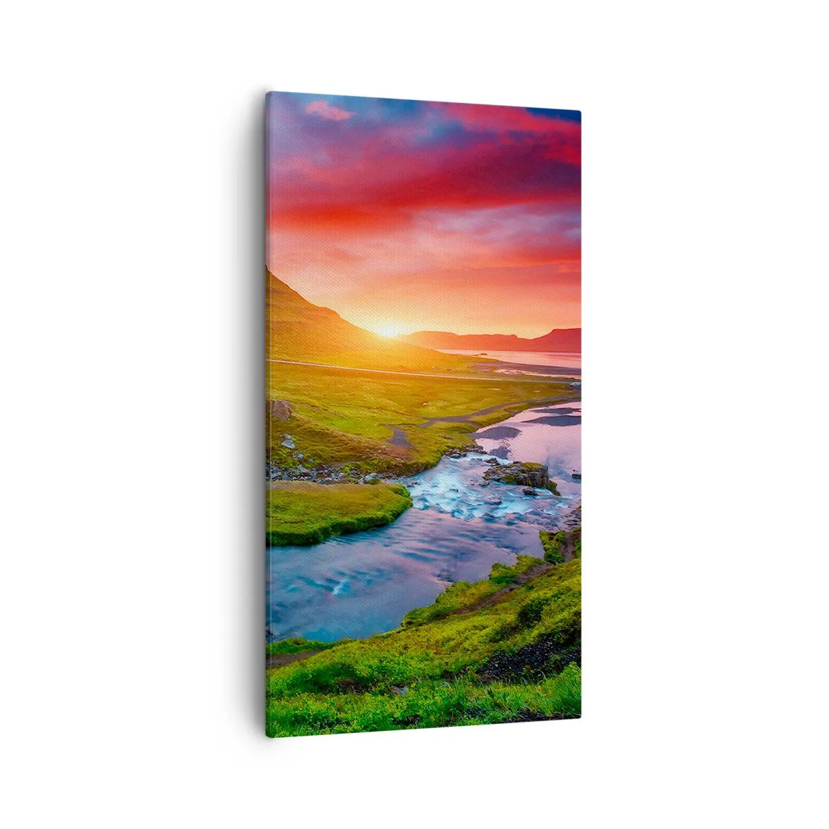 Quadro em tela - Islândia - fogo e água - 55x100 cm