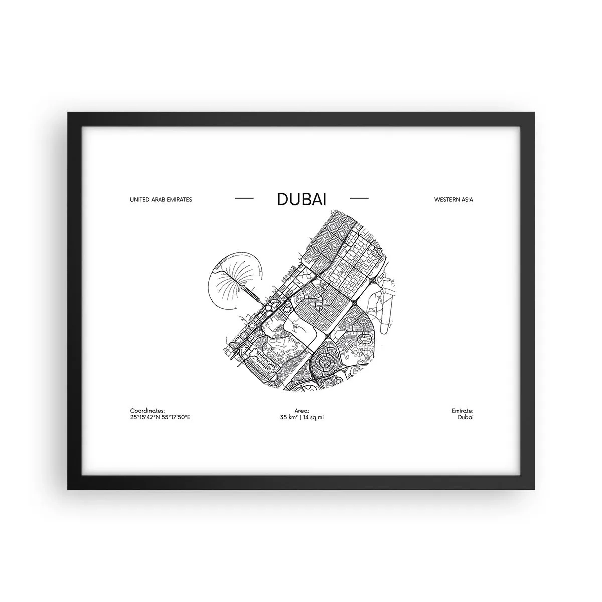 Pôster com moldura preta - Anatomia de Dubai - 50x40 cm