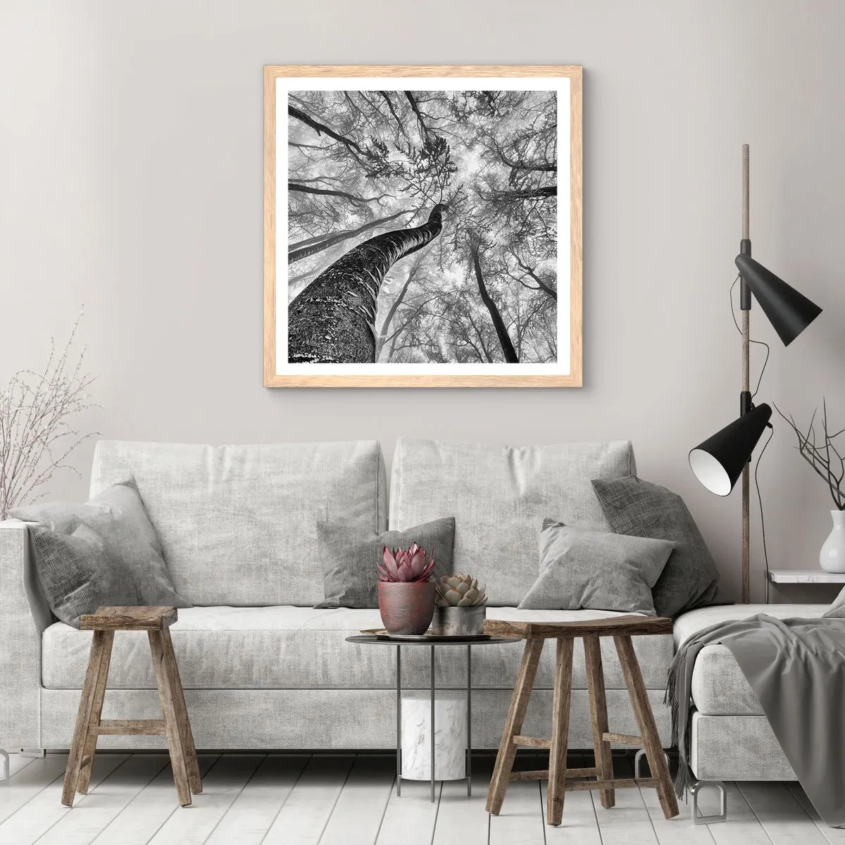 Pôster com moldura de carvalho claro - Corrida até a luz - 60x60 cm