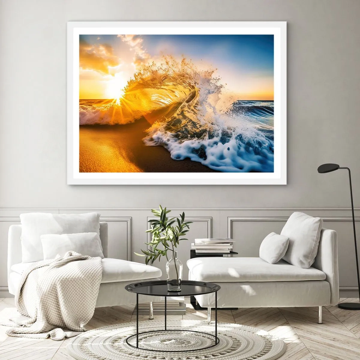 Pôster em moldura branca - Diversão na areia - 100x70 cm