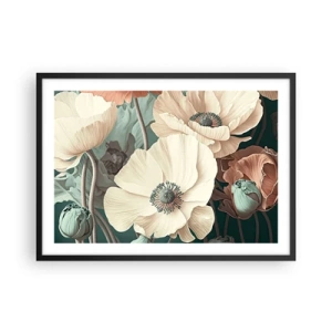 Pôster com moldura preta - O sussurro das papoulas - 70x50 cm