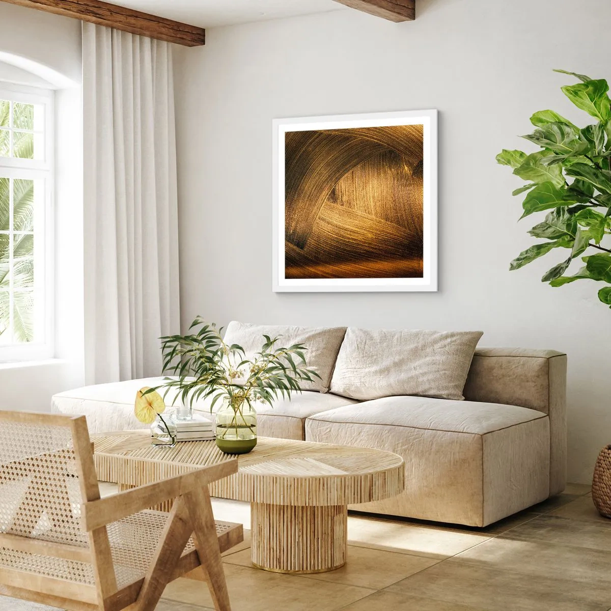 Pôster em moldura branca - No labirinto dourado - 40x40 cm