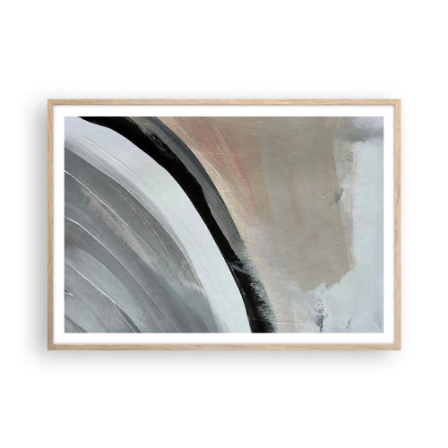 Pôster com moldura de carvalho claro - Composição: arco preto e cinza - 100x70 cm