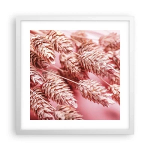 Pôster em moldura branca - Cascata floral em rosa - 40x40 cm