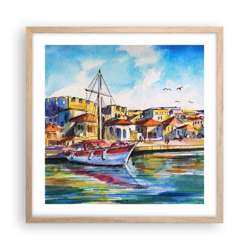 Pôster com moldura de carvalho claro - Tarde de arco-íris - 50x50 cm