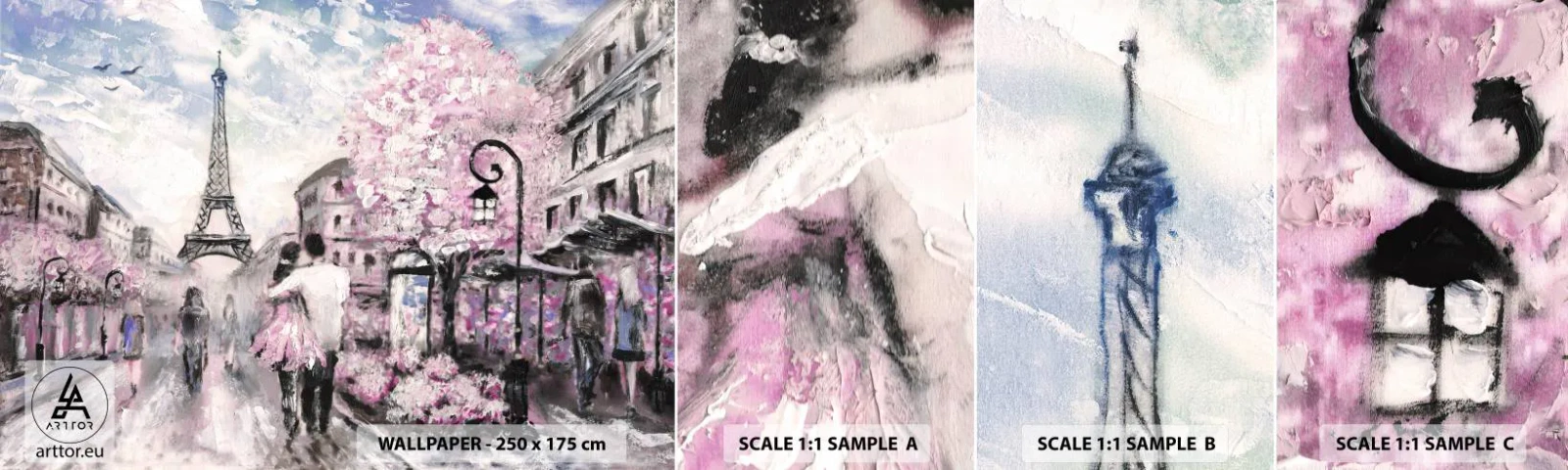 Amostra de Papel de Parede Standard Eco - Como for se apaixonar, somente em... - Cidade, Torre Eiffel, Paris - 100x30 cm