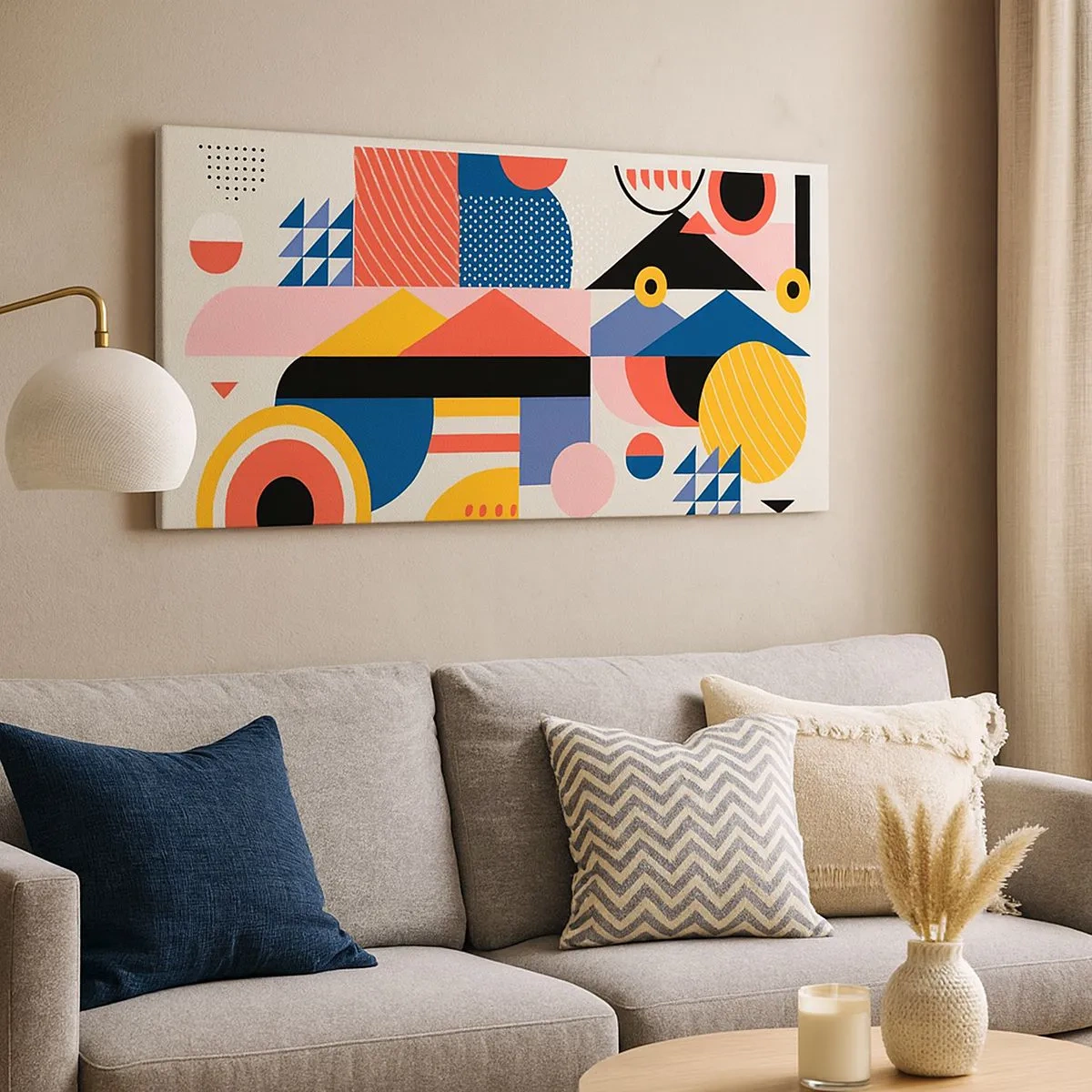 Quadro em tela - Composição: brincar - 100x40 cm