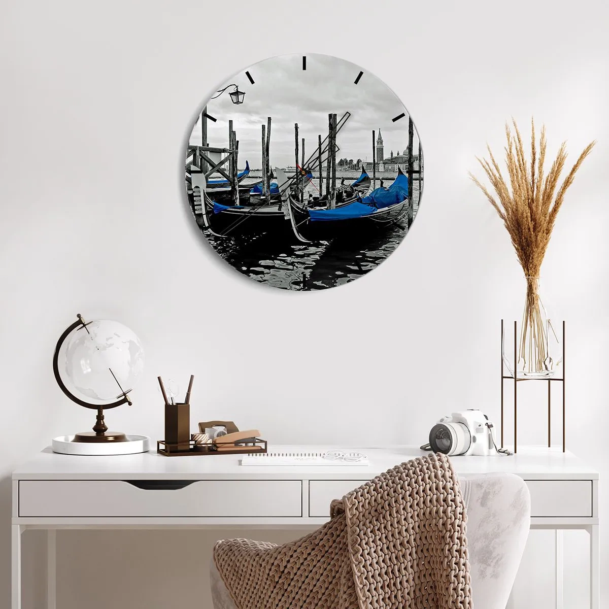 Relógio de parede - Relógio em vidro - Veneza pensativa - 40x40 cm