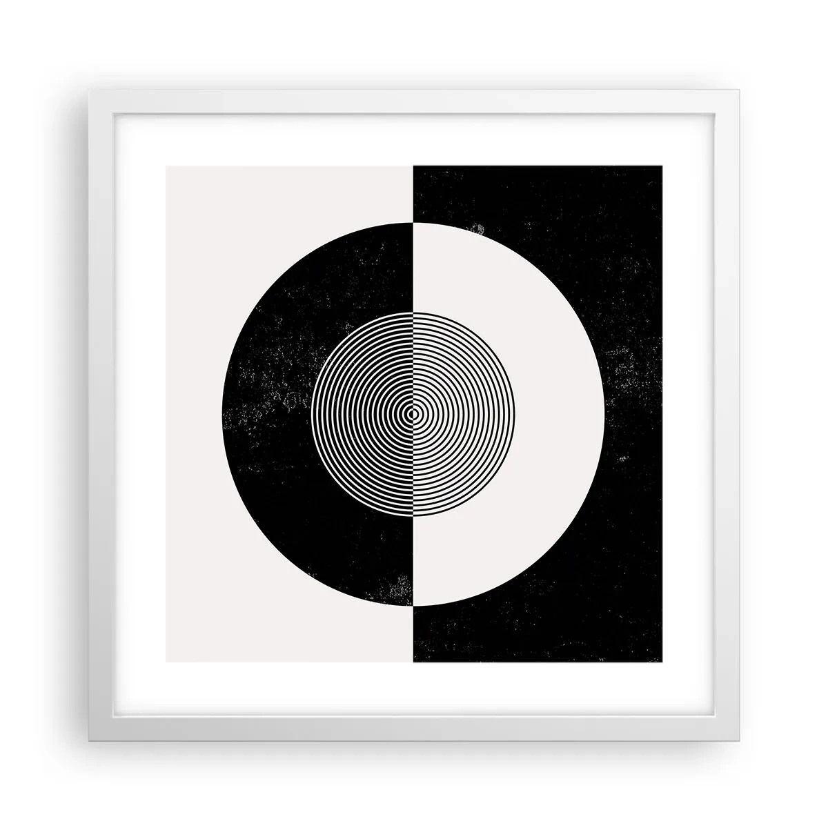 Pôster em moldura branca - Harmonia a preto e branco - 40x40 cm