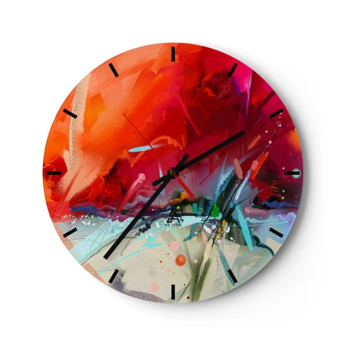 Relógio de parede - Relógio em vidro - Explosão de luzes e cores - 40x40 cm