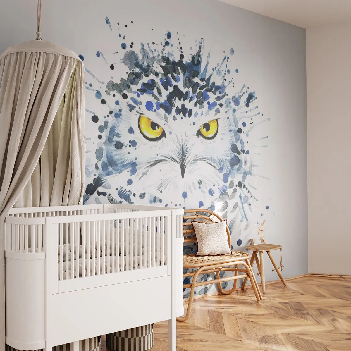 Papel de Parede Autocolante Deluxe Sticker - Direto nos olhos - Pássaro, Coruja, Animais - 250x175 cm