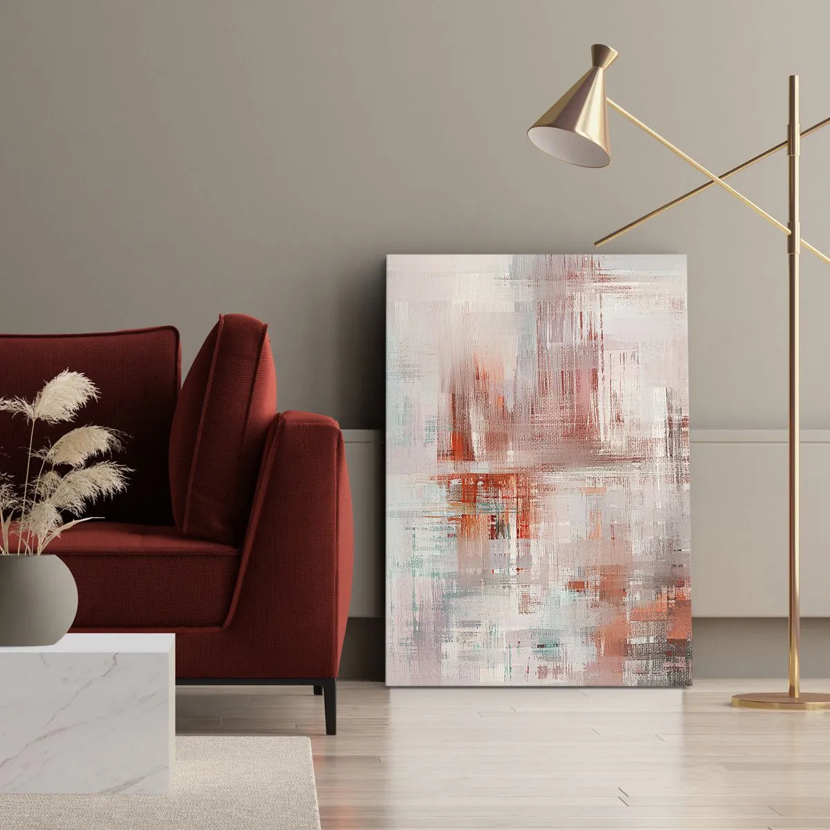 Quadro em tela - Nebuloso. Mas rosa - 65x120 cm