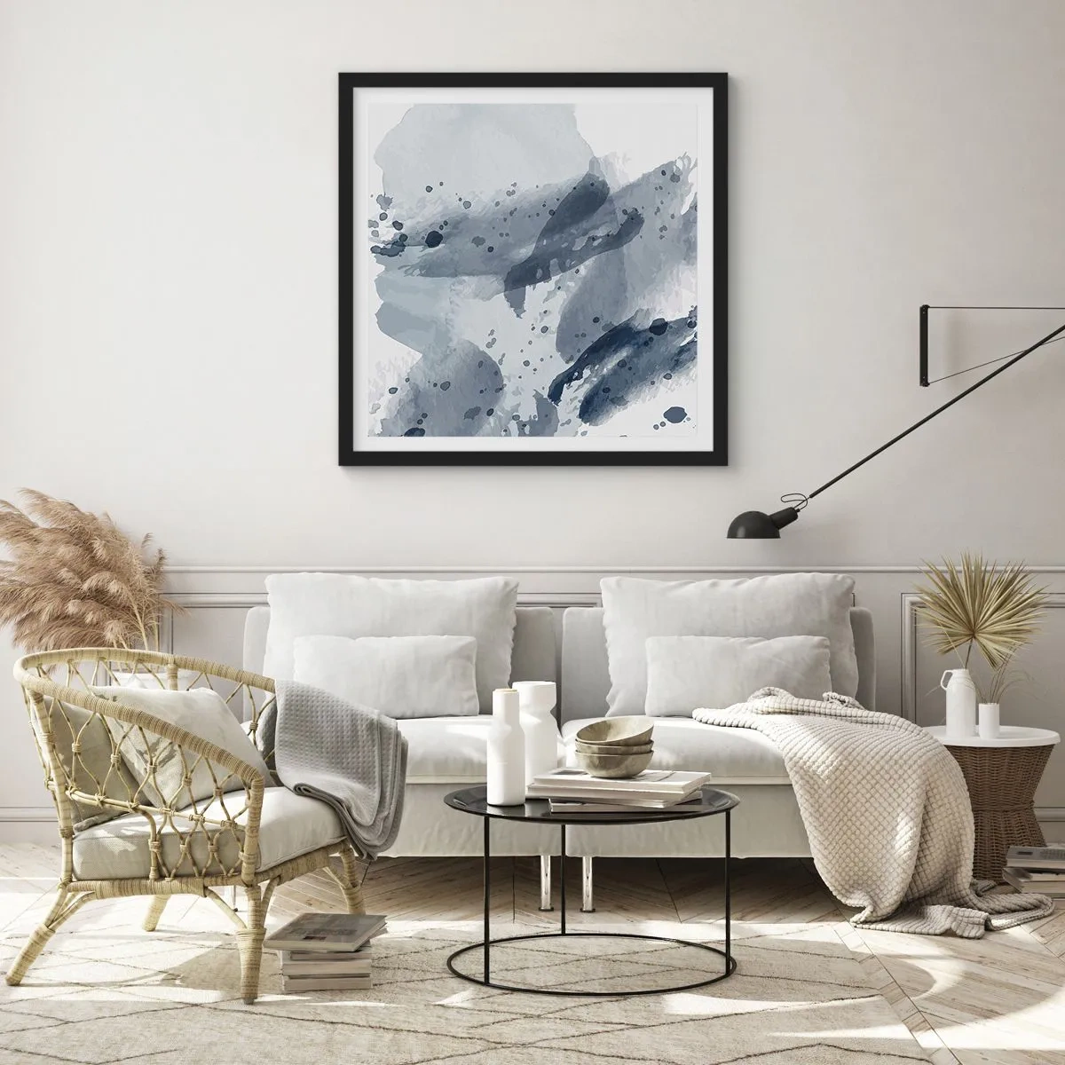 Pôster com moldura preta - Um estudo da natureza da água - 30x30 cm