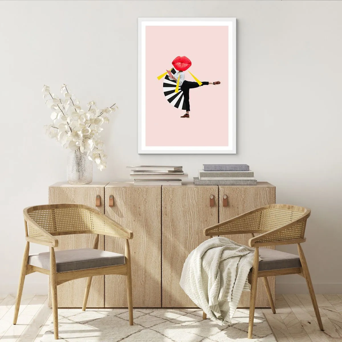 Pôster em moldura branca - Arte pop surreal - 30x40 cm