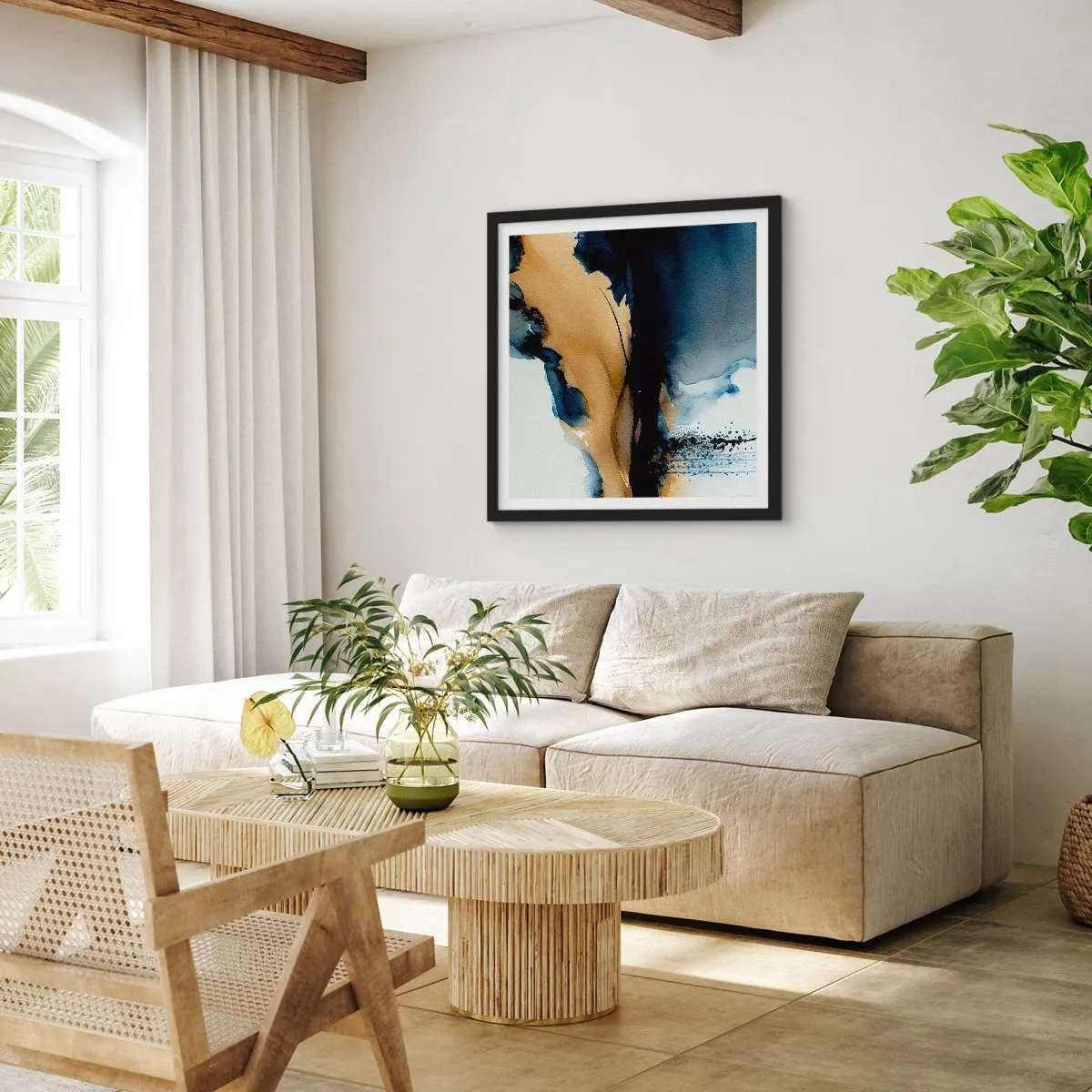 Pôster com moldura preta - Atrás da cortina - 60x60 cm