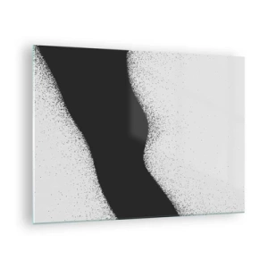 Quadro em vidro - Abstração minimalista em preto e branco com gradiente de pontos - 70x50cm - Equilíbrio suave - Decoração de parede moderna para a sala de estar e quarto ARTTOR