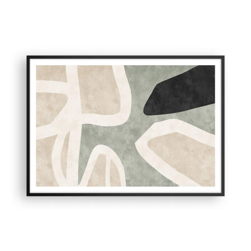 Pôster com moldura preta - Composição com motivo preto - 100x70 cm