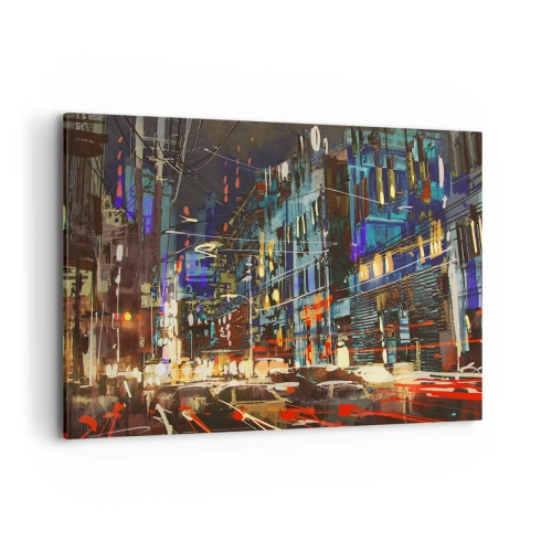 Quadro em tela - O alvoroço da rua à noite - 100x70 cm