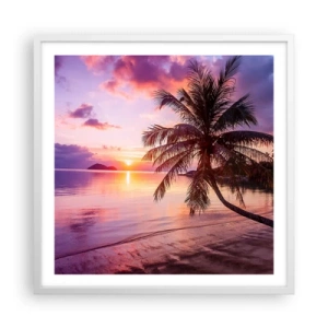 Pôster em moldura branca - Felicidade no horizonte - 60x60 cm