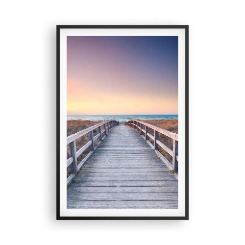 Pôster com moldura preta - Aurora da noite do Báltico - 61x91 cm