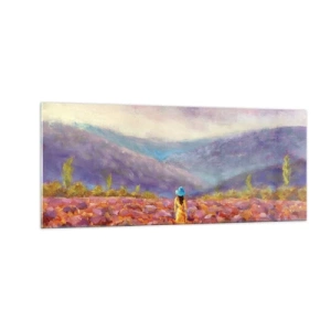 Quadro em vidro - No mundo da lavanda - 100x40 cm
