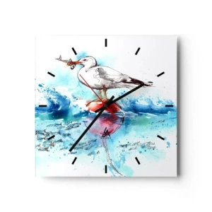 Relógio de parede - Relógio em vidro - Pesca bem sucedida - 40x40 cm