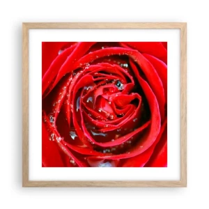Pôster com moldura de carvalho claro - Em gotas de orvalho - 40x40 cm