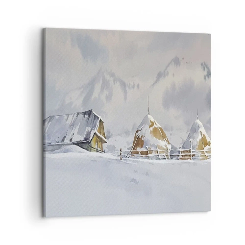 Quadro em tela - No vale nevado - 50x50 cm