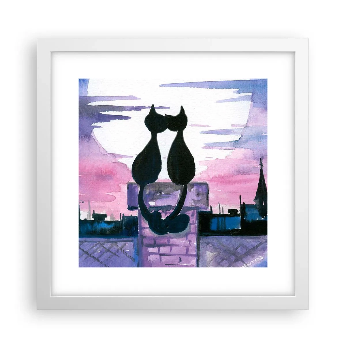 Pôster em moldura branca - Rendez-vous sob a lua - 30x30 cm