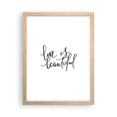 Pôster com moldura de carvalho claro - Leia e repita - 30x40 cm