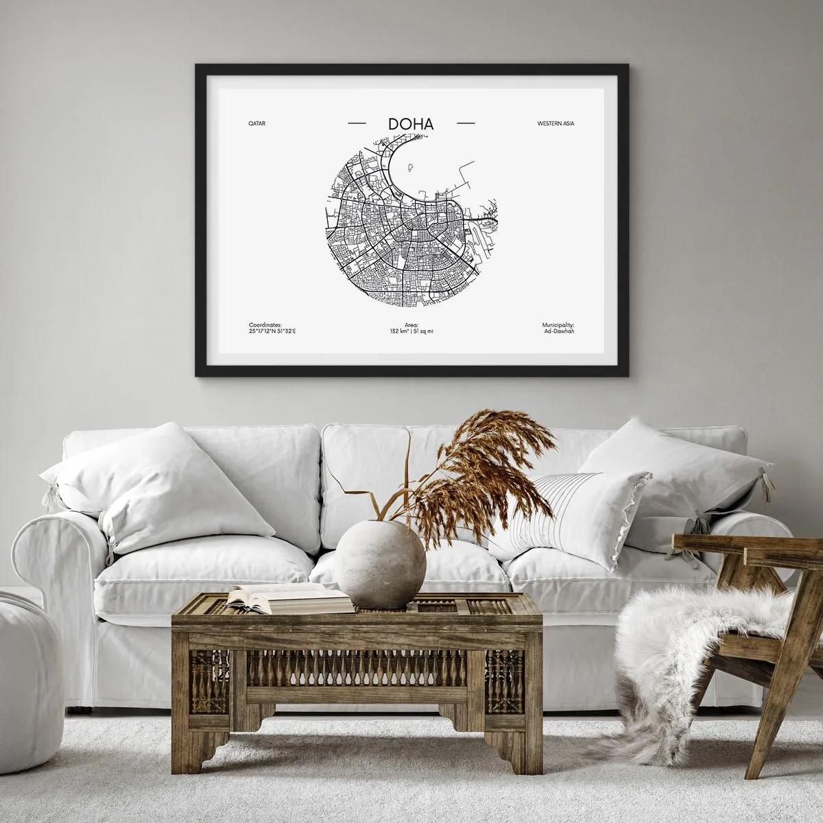 Pôster com moldura preta - Anatomia de Doha - 70x50 cm