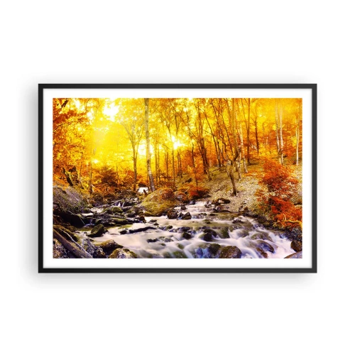 Pôster com moldura preta - Pedras emolduradas em ouro e platina - 91x61 cm