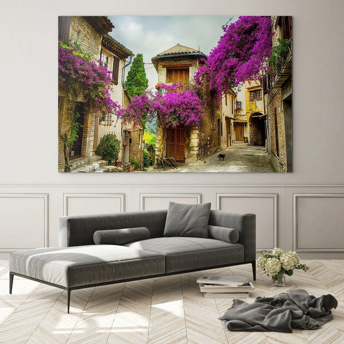 Quadro em vidro - Sob um dossel de flores - 100x70 cm