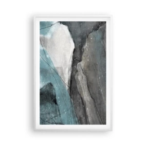 Pôster em moldura branca - Resumo: rochas e gelo - 61x91 cm
