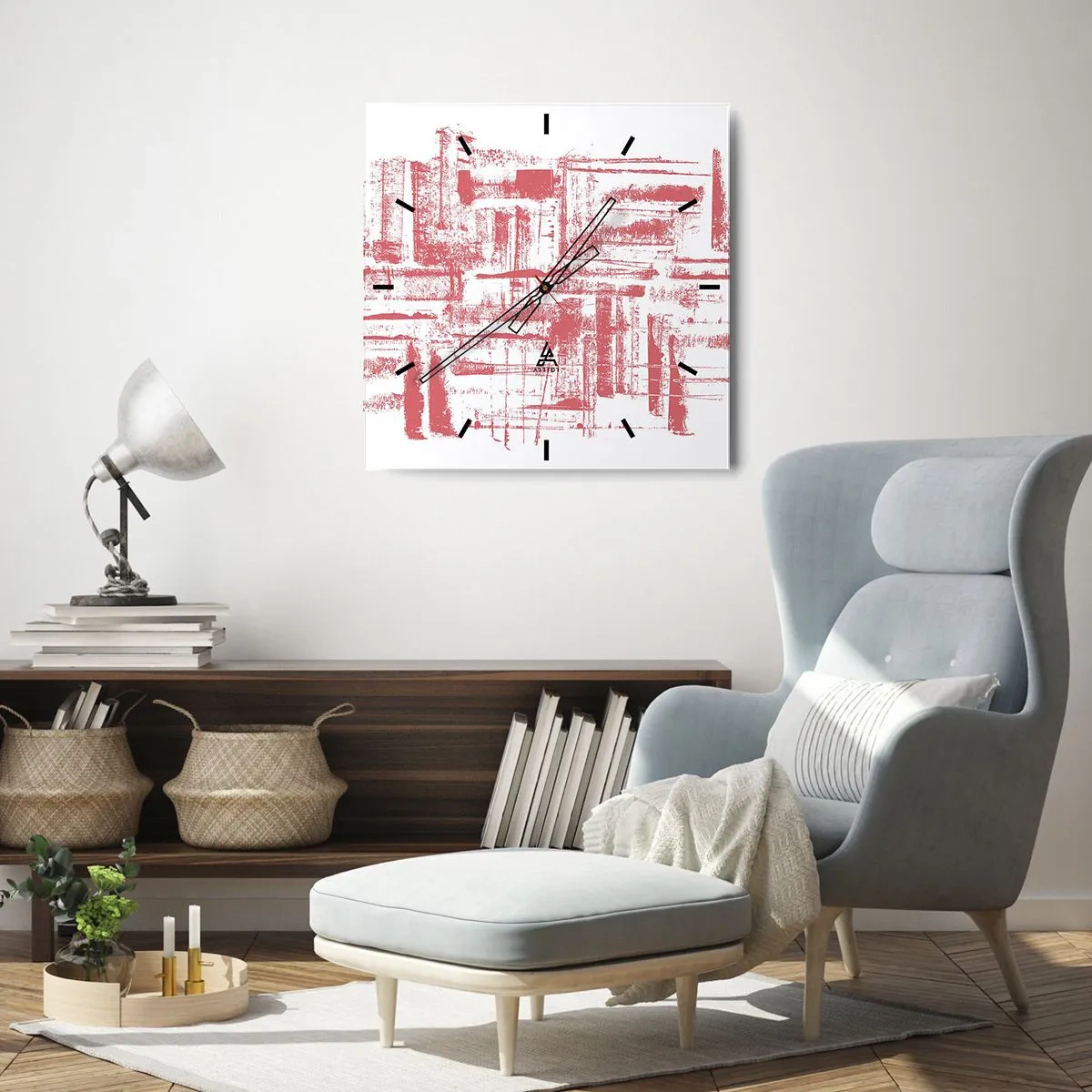 Relógio de parede - Relógio em vidro - Cidade Vermelha - 40x40 cm