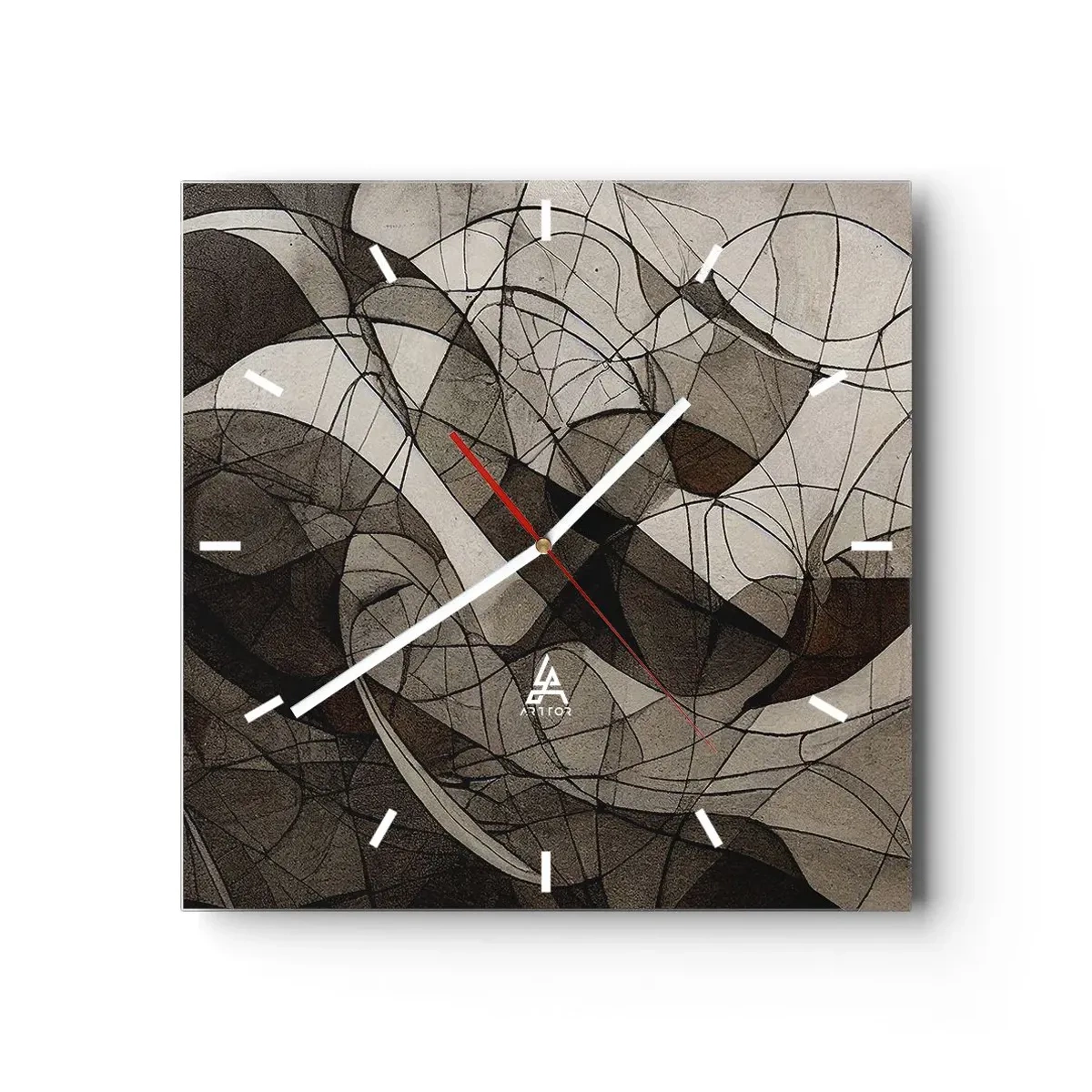 Relógio de parede - Relógio em vidro - Circulação das cores da terra - 30x30 cm